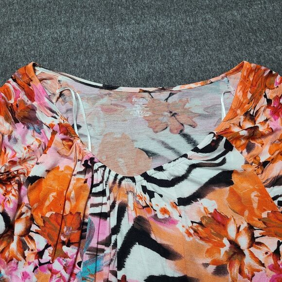 Jennifer Lopez Womens Jersey Top Blouse M Multicolor Stretch Graphic Print Boho - Picture 4 of 7